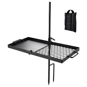 Heavy Duty Swivel Campfire Grill, 24" Portable Camping Grill Grate & Griddle, Sturdy Steel BBQ Mesh, 360Â° Height Adjustable Over Fire Pit Equipment