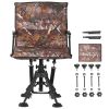 Hunting Chair, 360Â° Silent Swivel, Foldable Portable Blind Chair, Heavy-Duty Steel Frame Ground Stool Seat, with Armrests, Cover, Anti-Sink Feet