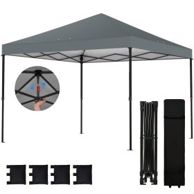 10 x 10 ft Pop Up Canopy Tent with One Push Setup, Outdoor Portable Instant Canopy Shelter w/ Roller Bag, Dark Gray