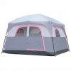 6 Person Outdoor Camping Tent, Waterproof Windproof Easy Setup, Double Layer Family Camping Tent with 1 Mesh Door & 5 Large Mesh Windows, Gray