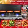 3 Burner Camping Stove 20000 BTU Portable Foldable Propane Stove With Toast Tray Windshield Portable Handle Outdoor Cooking Gas Stove For RV Camping B
