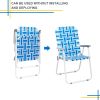 2pcs Steel Tube PP Webbing Bearing 120kg Folding Beach Chair Blue& White Strip