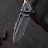 Portable EDC Tactical Knife with Quick-Deploy Mechanism, Non-Slip Grip & Tactical Badge - Black