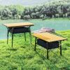 3ft Aluminum Small Folding Table, Portable Camping Table with Storage Bag, Carry Bag for Outdoor Picnic BBQ, Brown