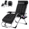 Zero Gravity Chair, Reclining Camping Lounge Chair for Indoor, Reclining Patio Chairs with Cup Holder Trays and Removable Cushion